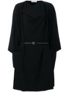 Jean Paul Knott Draped Belted Dress - Black