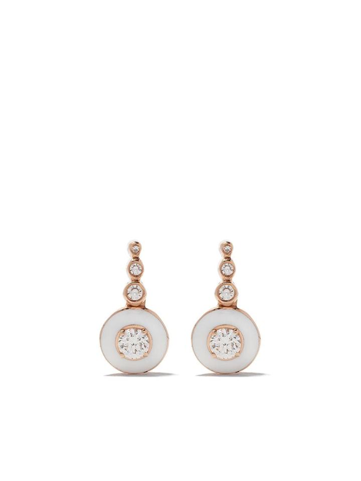 Selim Mouzannar 18kt Rose Gold Diamond Drop Earrings - Pink Gold Ivory