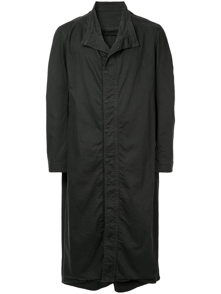 Julius Standing Collar Long Coat - Black