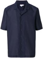 Sunspel Shortsleeved Plain Shirt - Blue