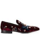 Alexander Mcqueen Floral Velvet Loafers - Red