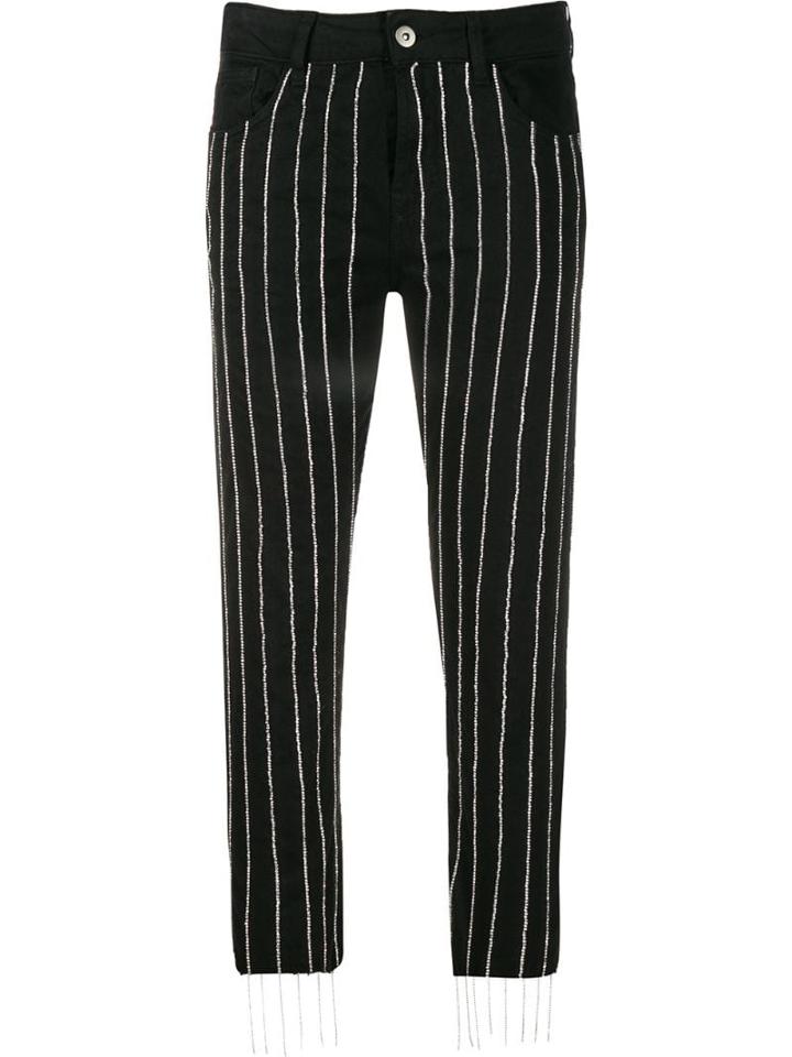 Giuseppe Di Morabito Crystal Embellished Cropped Jeans - Black