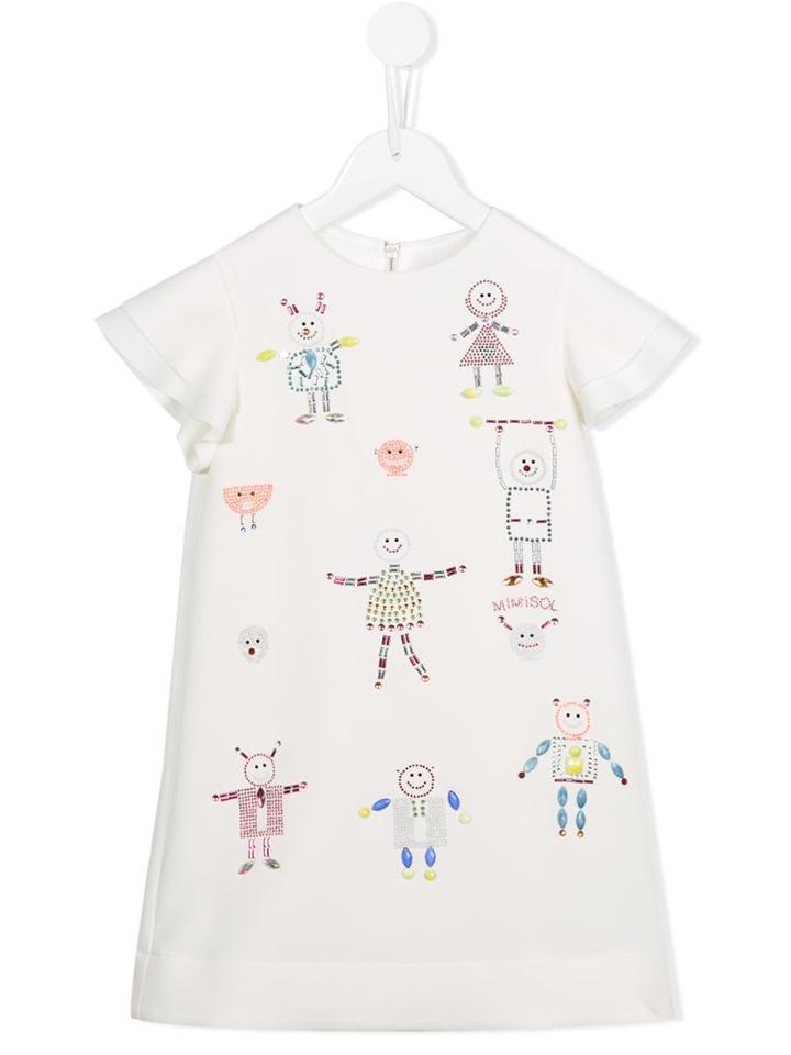 Mi Mi Sol Circus Design Embellished Dress, Girl's, Size: 8 Yrs, White