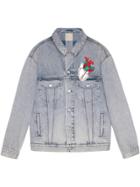 Gucci Embroidered Oversize Denim Jacket - Blue