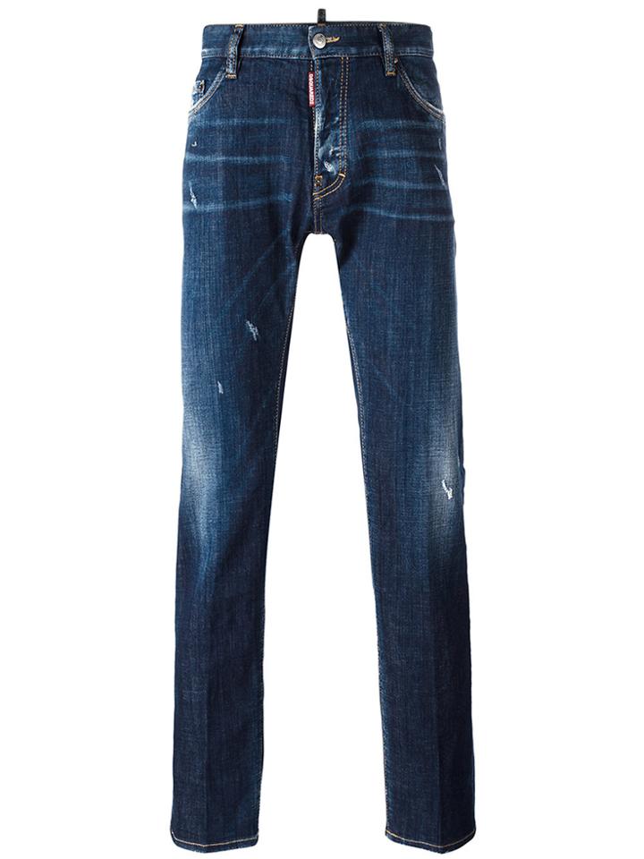 Dsquared2 Dean Whisker Detail Jeans - Blue