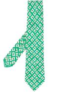 Kiton Printed Geometric Tie - Green
