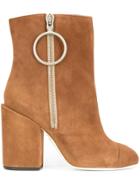 Off-white Zipped Ankle Boots - Brown