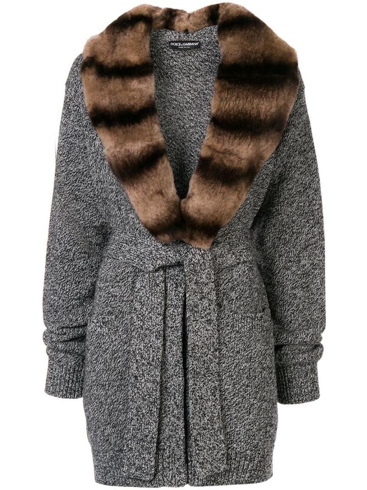 Dolce & Gabbana Fur Collar Cardi-coat - Grey