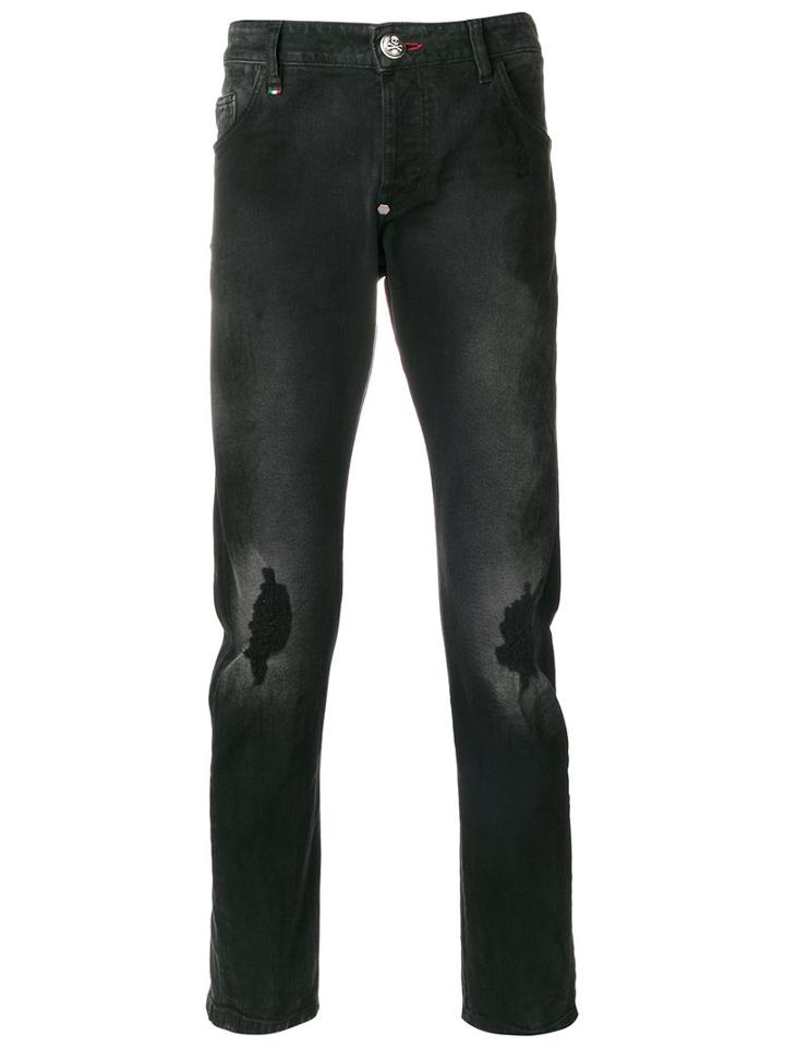 Philipp Plein - Straight Faded Wash Jeans - Men - Cotton/polyester/spandex/elastane - 36, Black, Cotton/polyester/spandex/elastane
