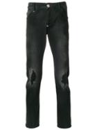 Philipp Plein - Straight Faded Wash Jeans - Men - Cotton/polyester/spandex/elastane - 36, Black, Cotton/polyester/spandex/elastane