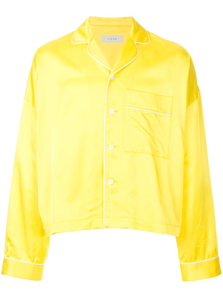 Jieda Cropped Satin Shirt - Yellow & Orange