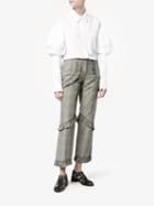 Simone Rocha Prince Of Wales Checked Trousers, Women's, Size: 4, Grey, Acetate/cotton/linen/flax/spandex/elastane