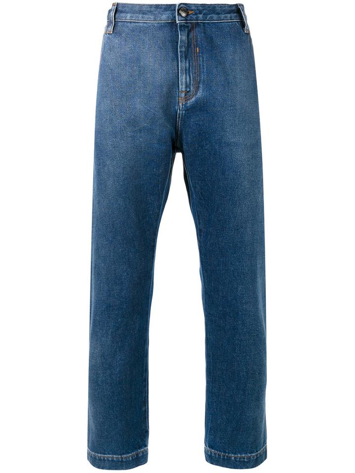 Ports 1961 Cropped Jeans, Men's, Size: 30, Blue, Cotton