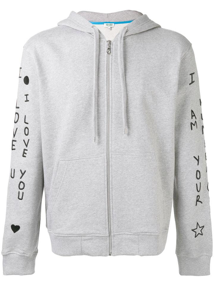 Kenzo I Love You Hoodie, Men's, Size: Medium, Grey, Cotton/polyester