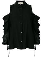 L'autre Chose Exposed Shoulder Blouse - Black
