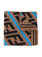 Fendi Kids Teen Ff Pattern Knitted Scarf - Brown