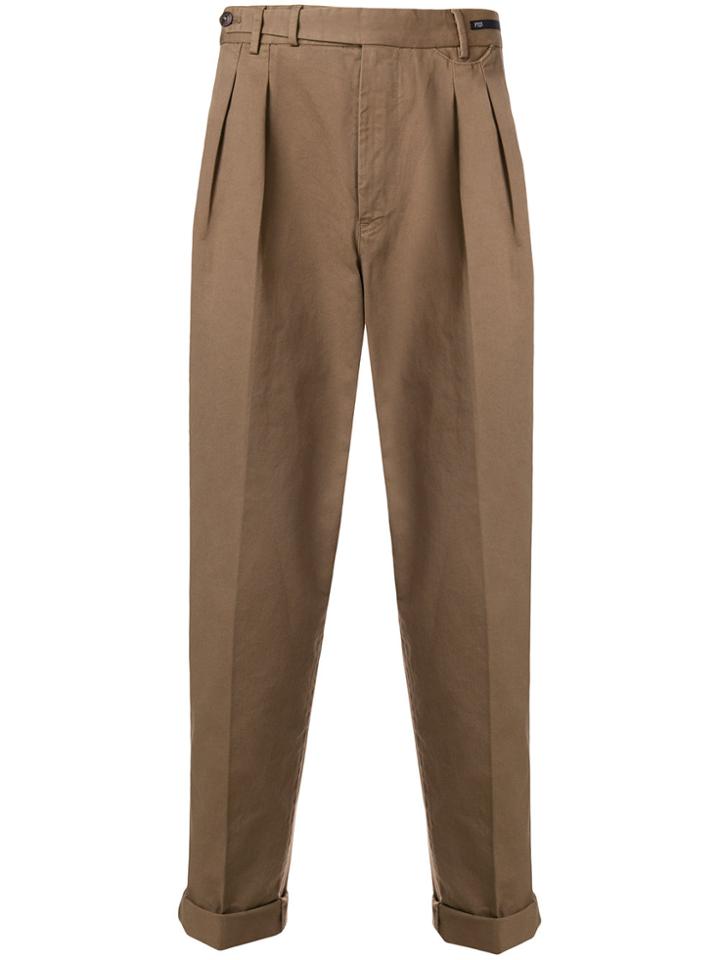 Pt01 Pleated Tapered Trousers - Nude & Neutrals