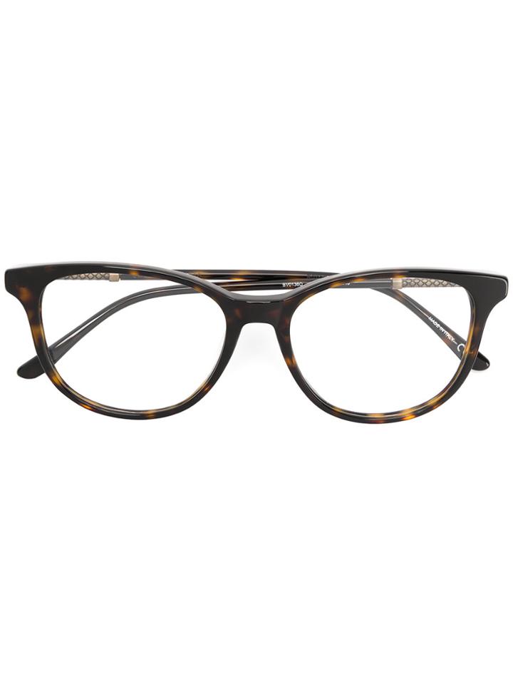 Bottega Veneta Eyewear Round Framed Glasses - Brown
