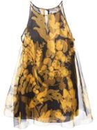 Lanvin Animal Print Sheer Top, Women's, Size: 38, Black, Silk/cotton