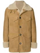 Ami Paris Shearling Jacket With Patch Pockets - Neutrals