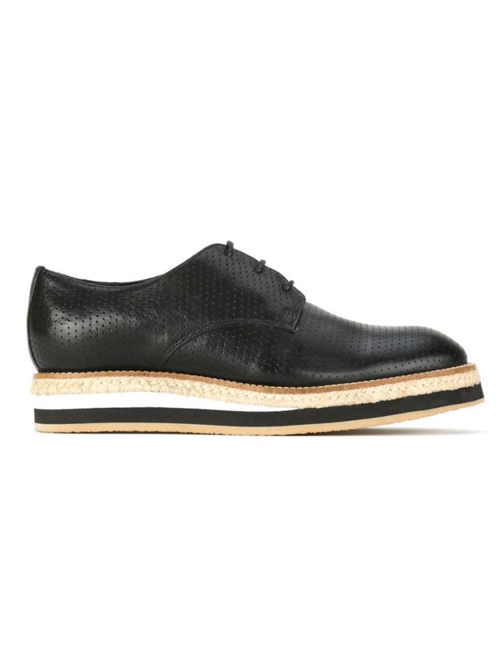 Sarah Chofakian Perforated Derbies - Black