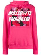 Gina Floral Graphic-print Hoodie - Pink