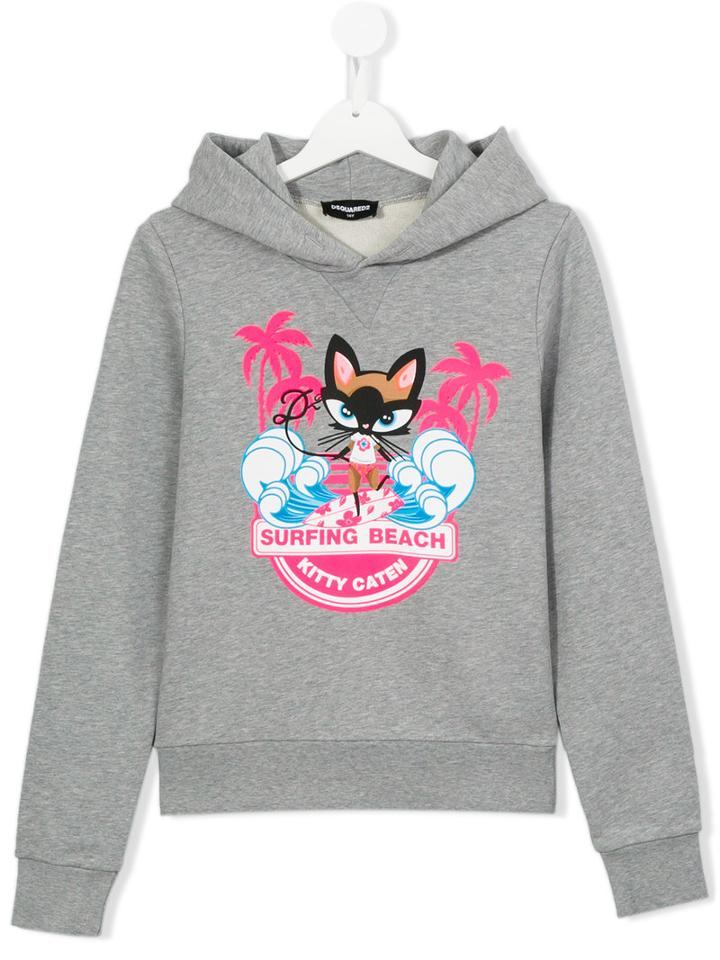 Dsquared2 Kids Surfing Beach Hoodie, Girl's, Size: 16 Yrs, Grey