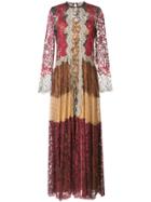 Alberta Ferretti Floral Lace Long Dress - Red