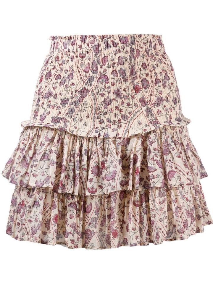 Isabel Marant Étoile Tiered Floral Print Skirt - Neutrals