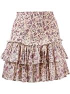 Isabel Marant Étoile Tiered Floral Print Skirt - Neutrals