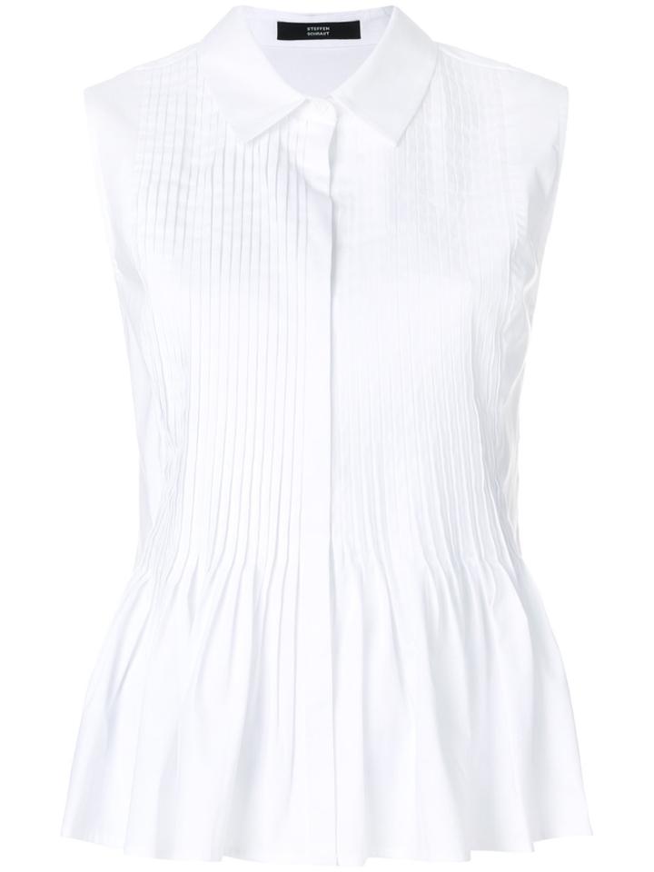 Steffen Schraut Sleeveless Pleat Blouse - White