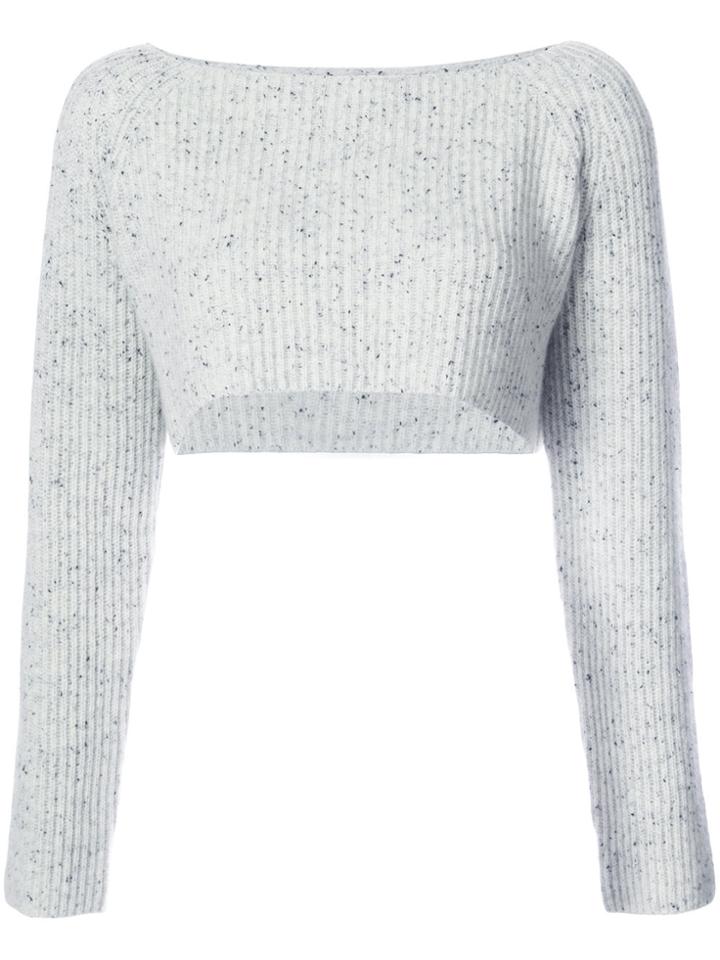 Baja East Cropped Ribbed Jumper - Grey