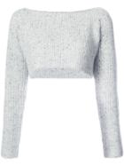 Baja East Cropped Ribbed Jumper - Grey