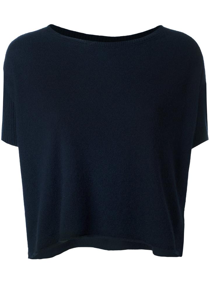 Kristensen Du Nord Short Sleeve Cropped Jumper, Women's, Size: 2, Blue, Cashmere