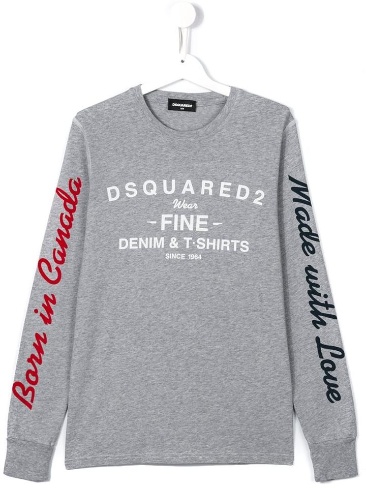 Dsquared2 Kids Logo Print Sweatshirt, Boy's, Size: 14 Yrs, Grey