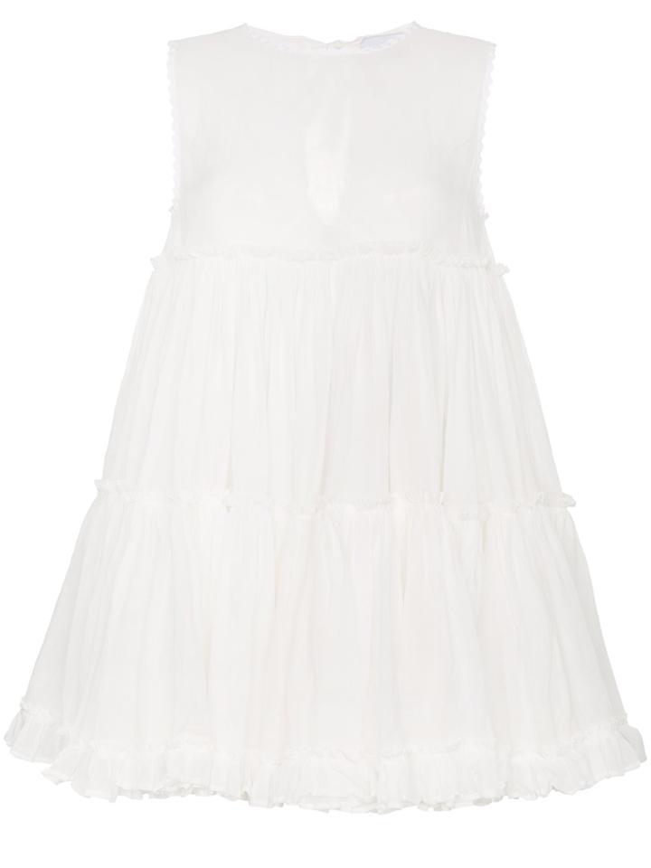 Innika Choo Ramie Big Frill Frock Dress - White