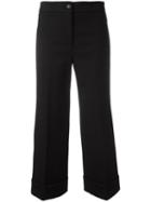 L'autre Chose Tailored Cropped Trousers, Women's, Size: 42, Black, Polyamide/cotton/spandex/elastane