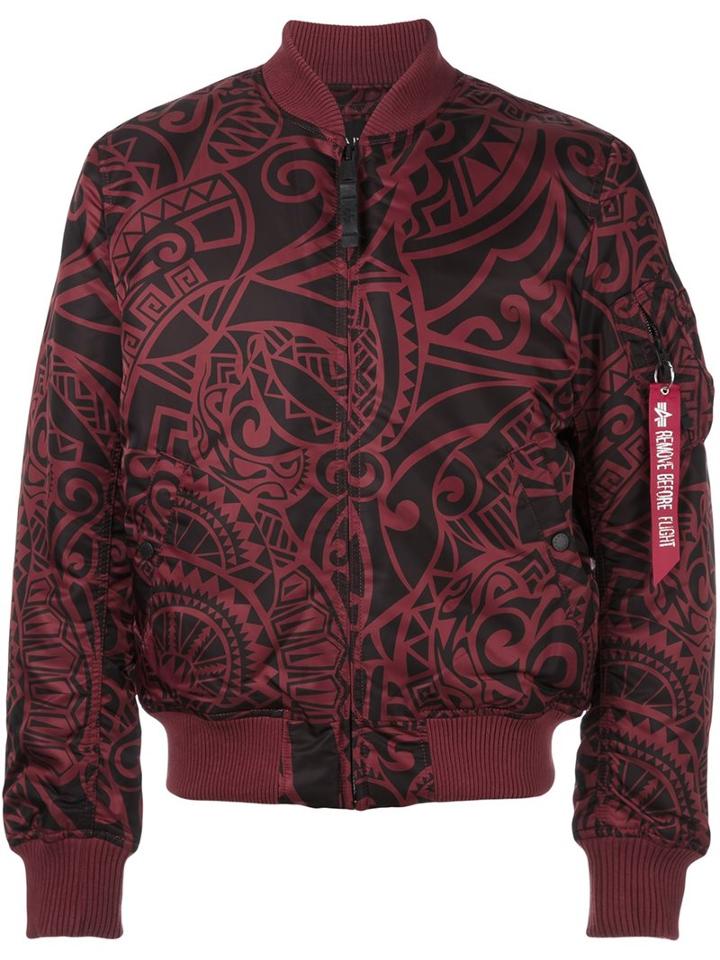 Alpha Industries Printed Flight Jacket, Men's, Size: Small, Pink/purple, Nylon/polyester