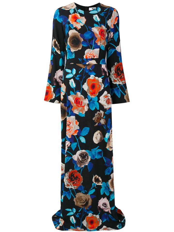 Msgm Floral Maxi Dress - Black