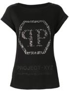 Philipp Plein Logo Embellished Xyz T-shirt - Black