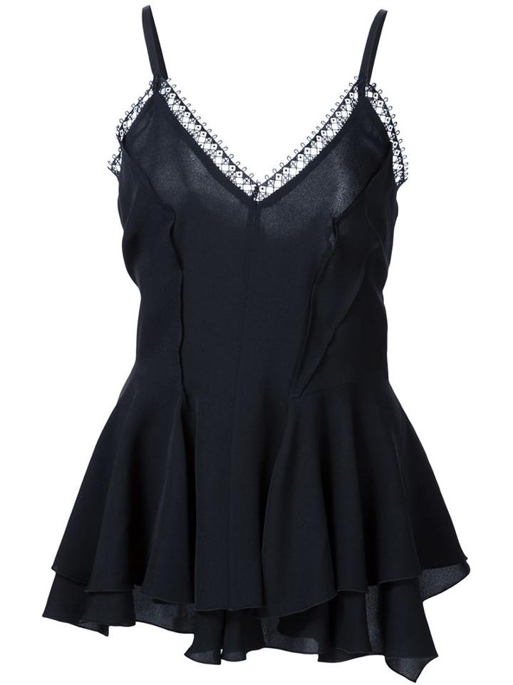 Derek Lam Double-layered Ruffles Top, Women's, Size: 38, Black, Silk
