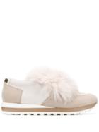 Peserico Faux Fur Trimmed Sneakers - Neutrals