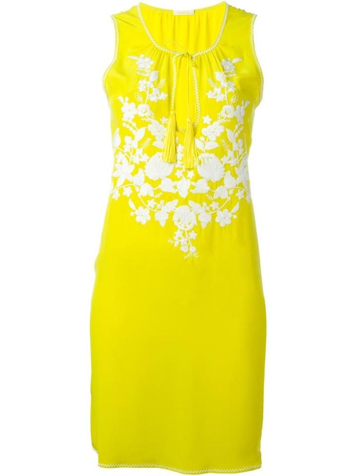 P.a.r.o.s.h. Floral Embroidery Dress, Women's, Size: M, Yellow/orange, Silk