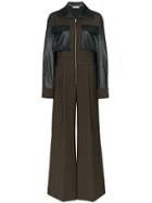 Rejina Pyo Tate Faux Leather-trimmed Jumpsuit - Green