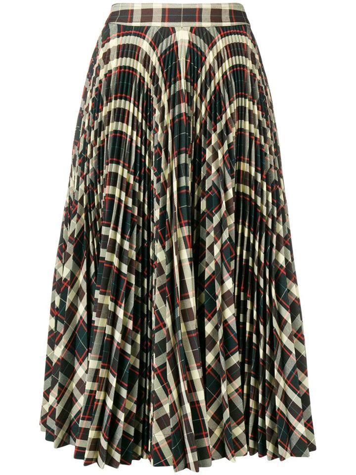 Calvin Klein 205w39nyc Pleated Tartan Skirt - Green