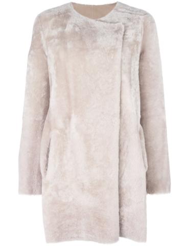Theory 'nyma' Reversible Coat, Women's, Size: 4, Grey, Sheep Skin/shearling