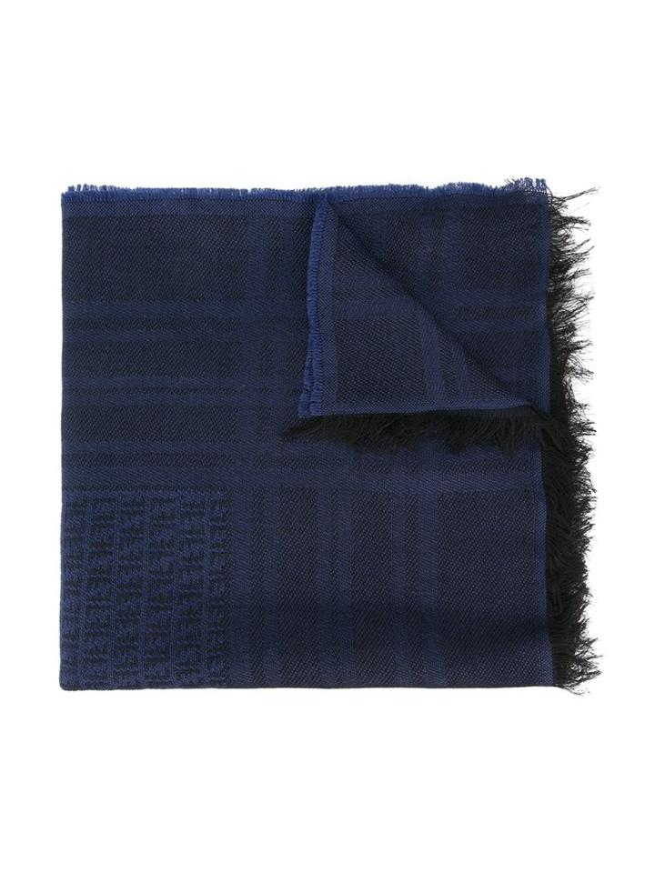 Fendi Kids Ff Logo Striped Scarf, Boy's, Blue