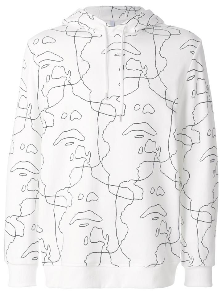Neil Barrett Printed Faces Hoodie - White