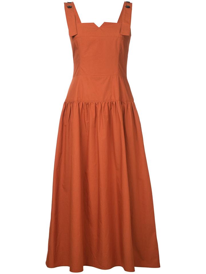 Le Ciel Bleu - Drop Waist Sundress - Women - Cotton - 36, Yellow/orange, Cotton