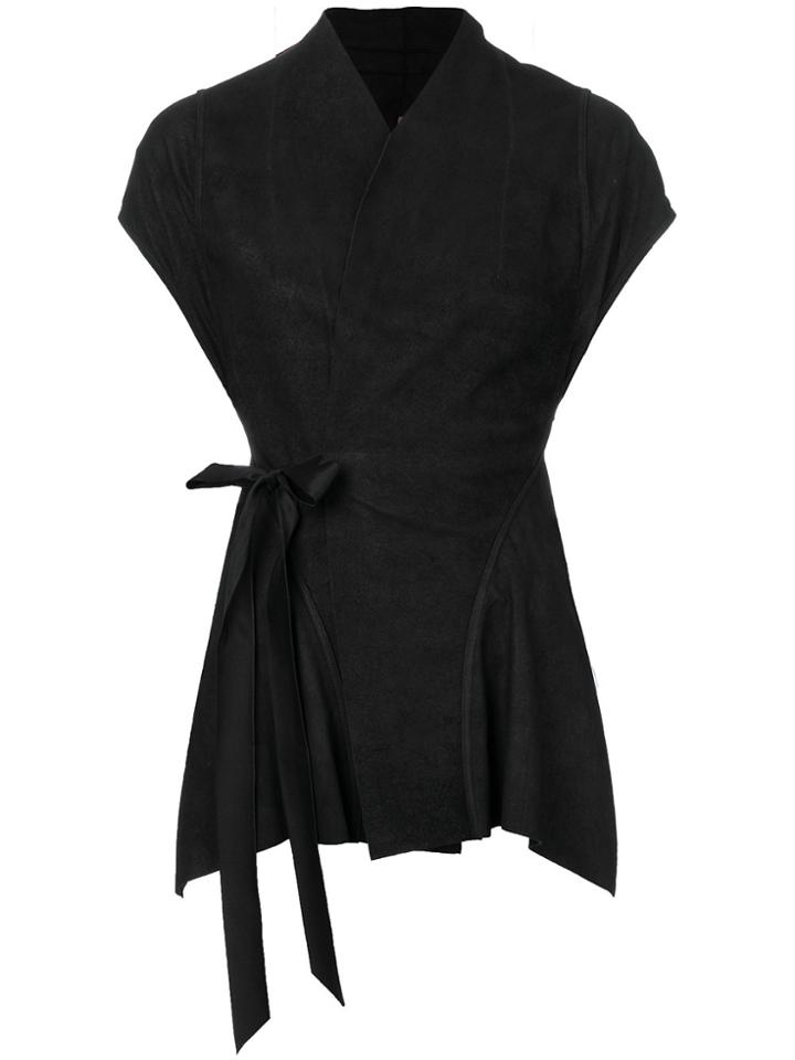 Rick Owens Lilies Tie Leather Jacket - Black